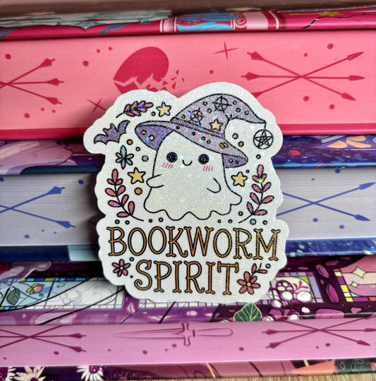 Cute Bookworm Spirit Ghost Sticker
