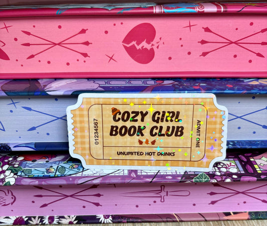 Cozy Girl Book Club Ticket Sticker