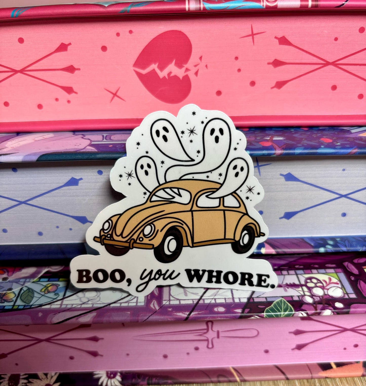 Boo You Whore Car Ghost Sticker