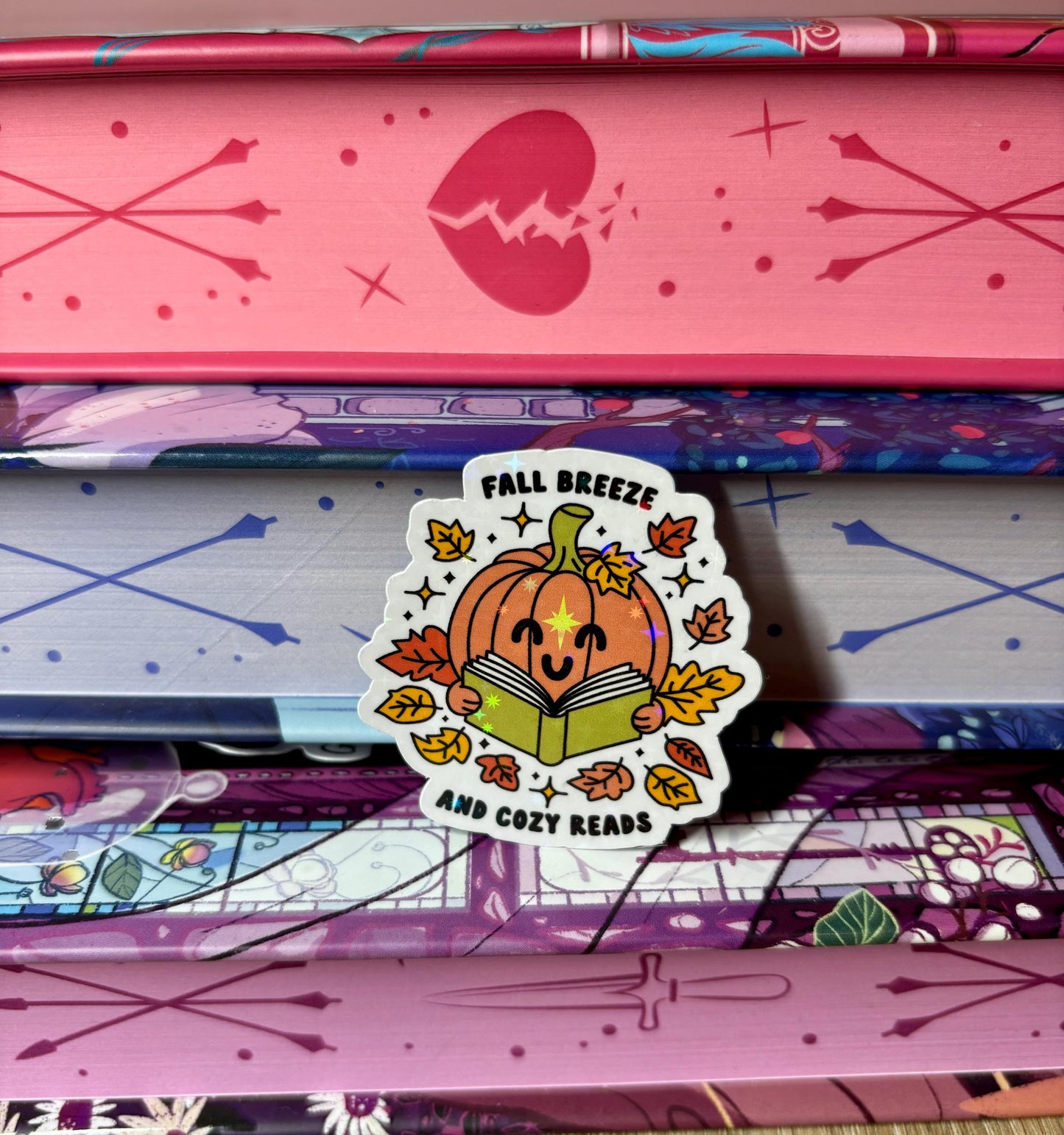 Mini Fall Breeze And Cozy Reads Pumpkin Sticker