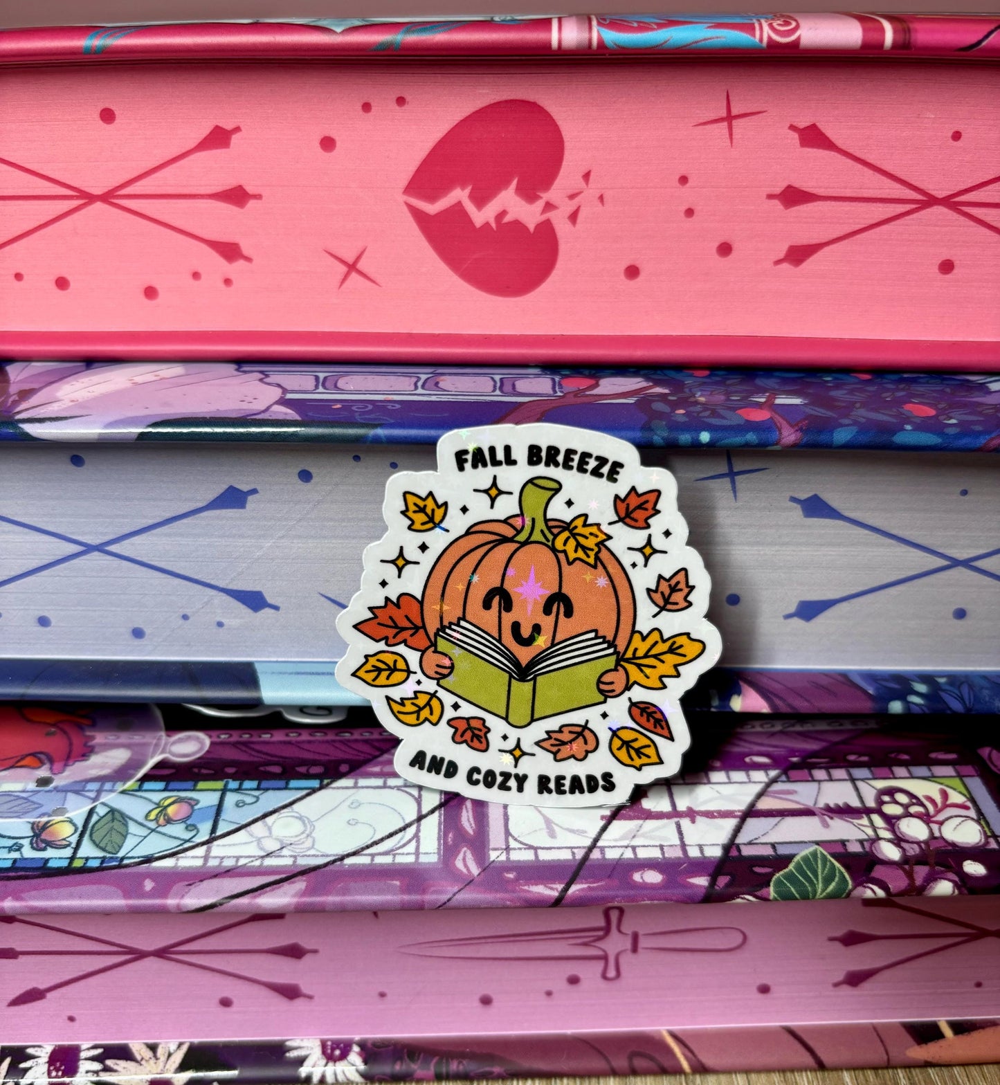 Mini Fall Breeze And Cozy Reads Pumpkin Sticker