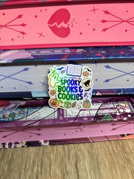 Mini Tis The Season For Spooky Books & Cookies Sticker