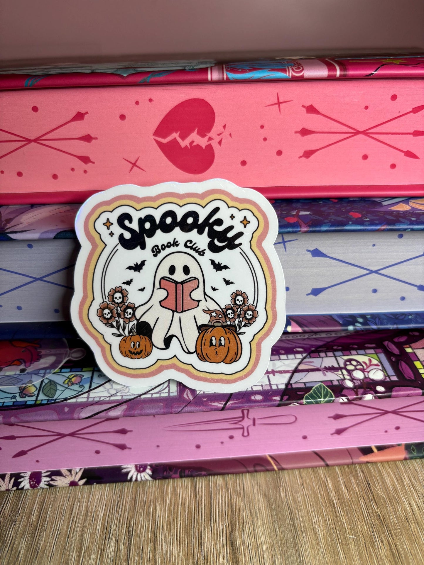 Spooky Book Club Reading Ghost Sticker