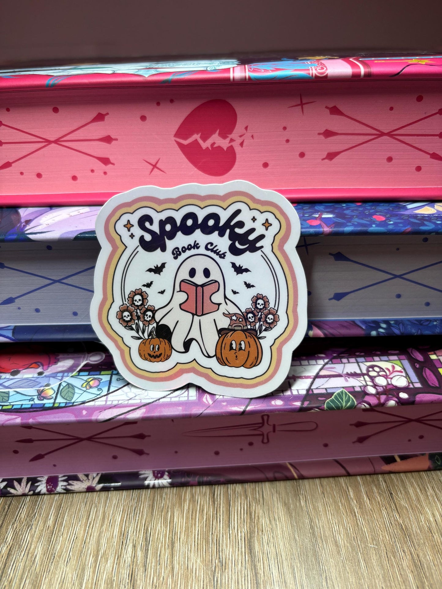 Spooky Book Club Reading Ghost Sticker