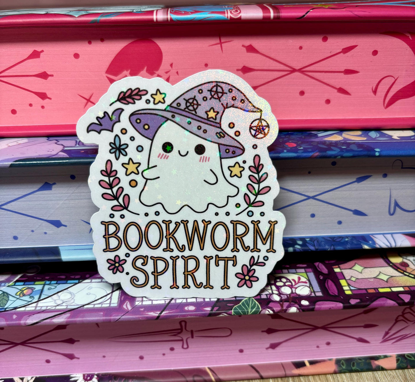 Cute Bookworm Spirit Ghost Sticker