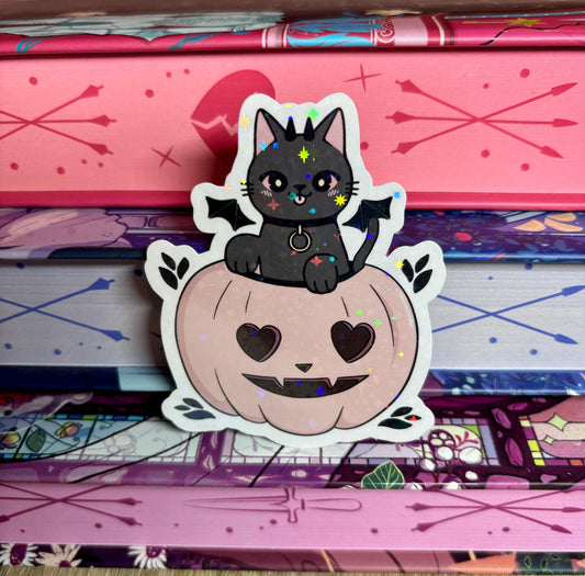Cute Cat In A Pumpkin Sticker