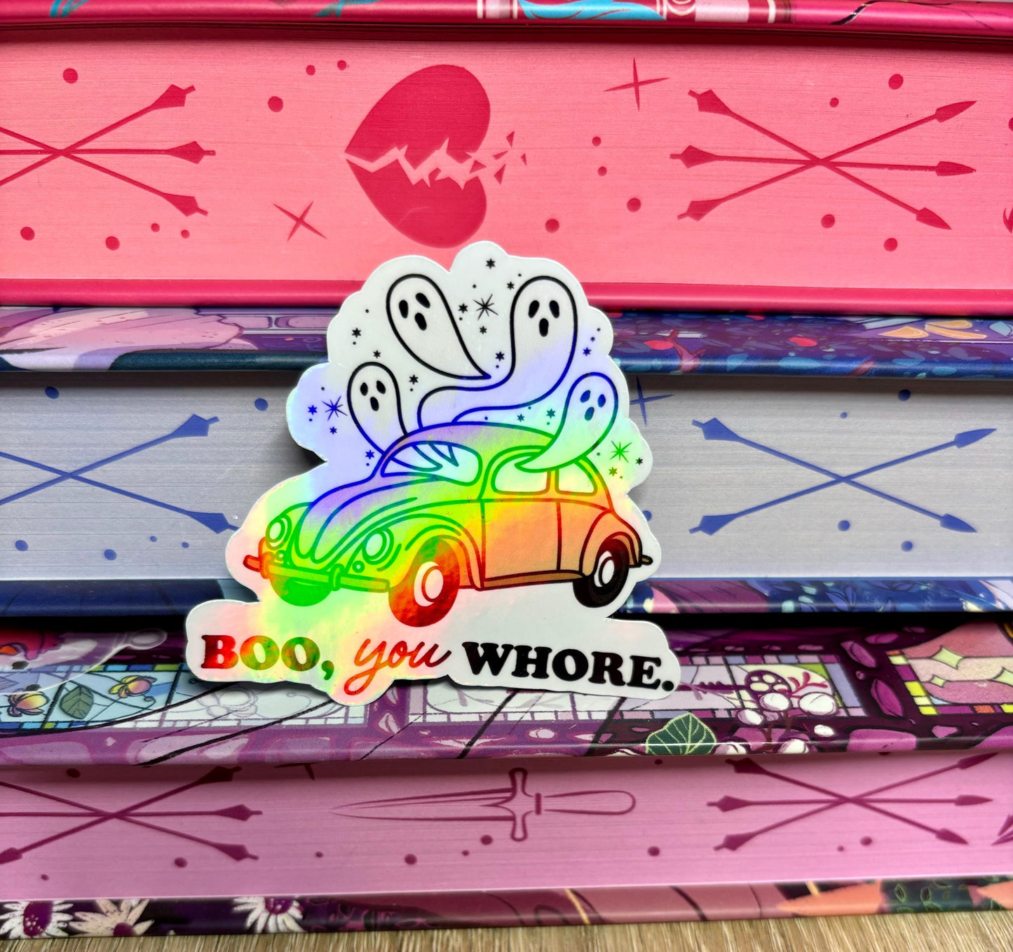 Boo You Whore Car Ghost Sticker