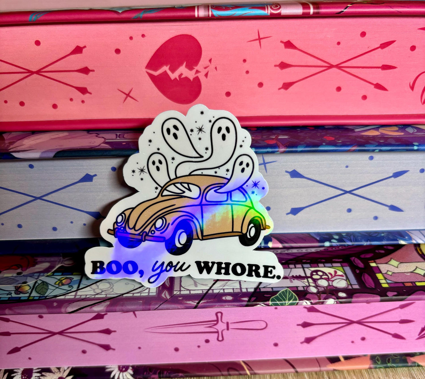 Boo You Whore Car Ghost Sticker