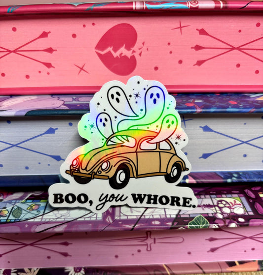 Boo You Whore Car Ghost Sticker