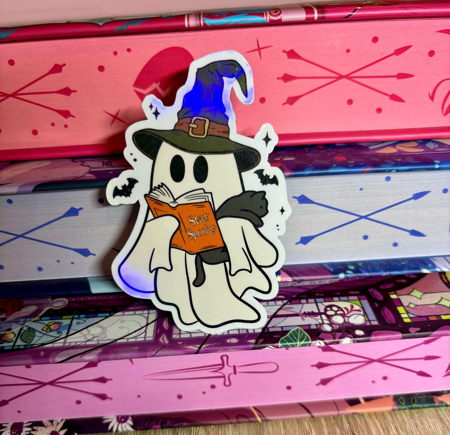 Stay Spooky Reading Ghost Sticker