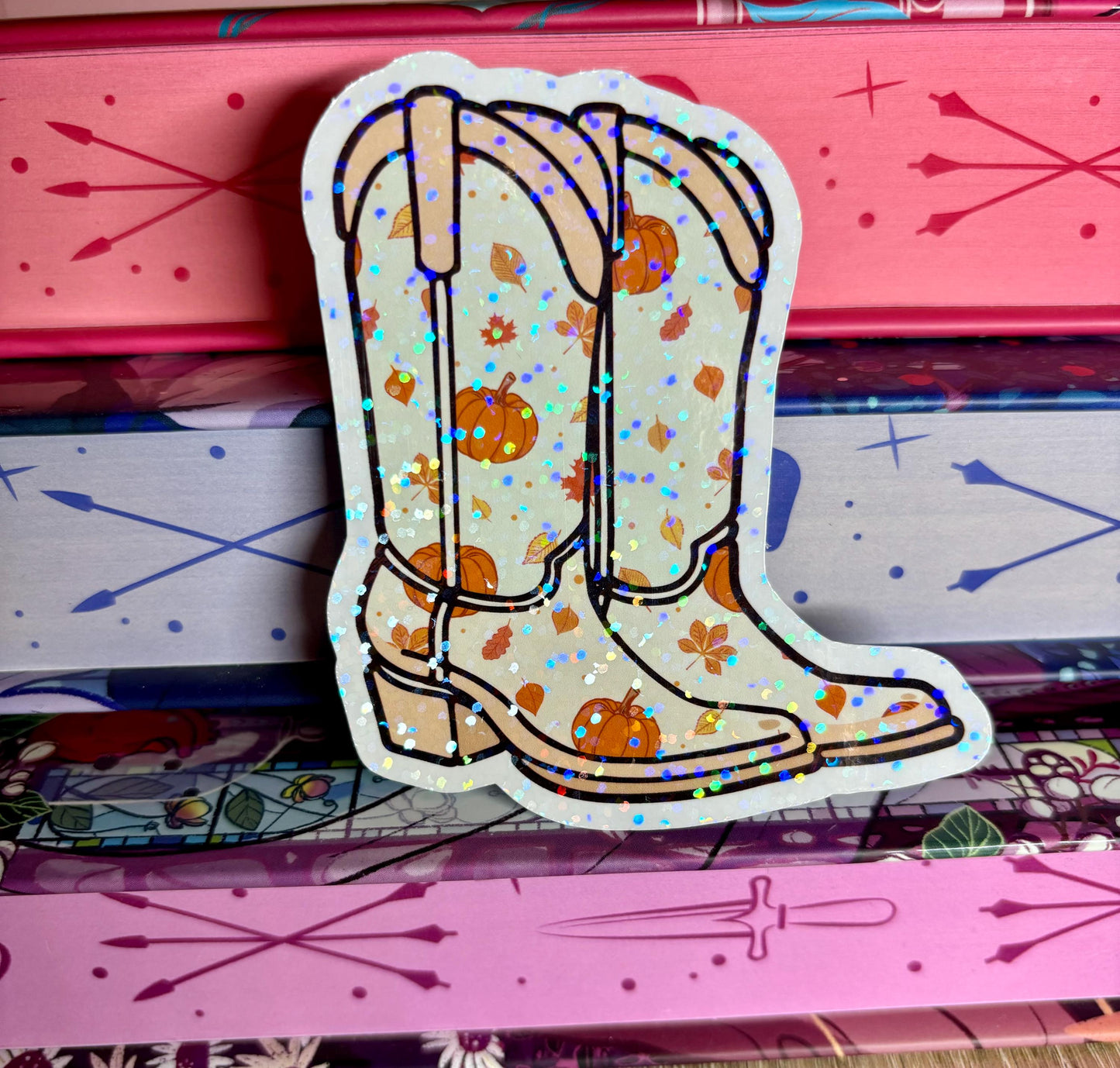 Autumn/Fall Cute Pumpkin Cowboy Boots Sticker