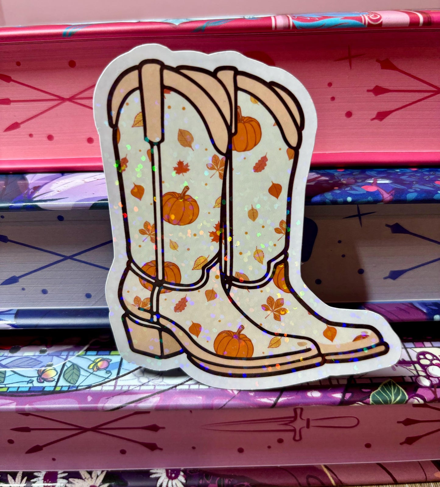 Autumn/Fall Cute Pumpkin Cowboy Boots Sticker
