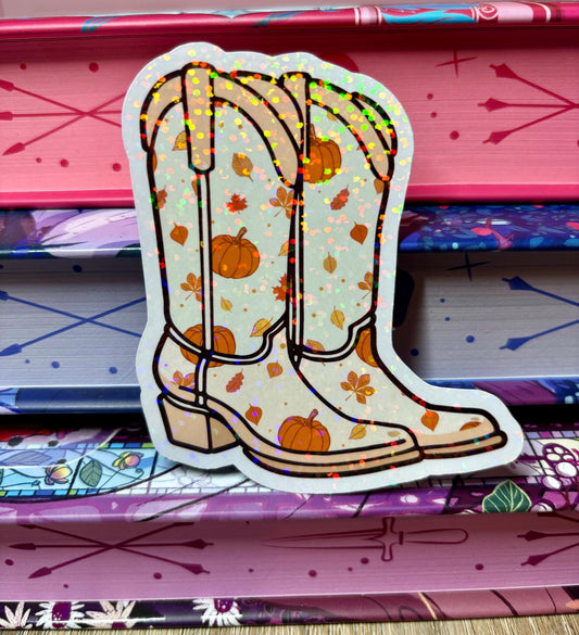 Autumn/Fall Cute Pumpkin Cowboy Boots Sticker