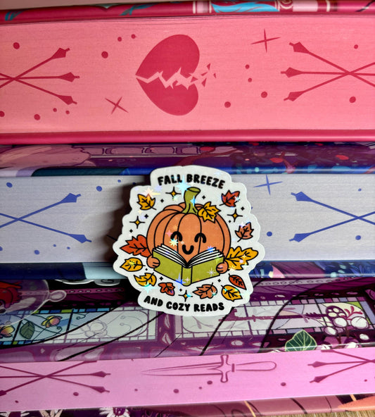 Mini Fall Breeze And Cozy Reads Pumpkin Sticker
