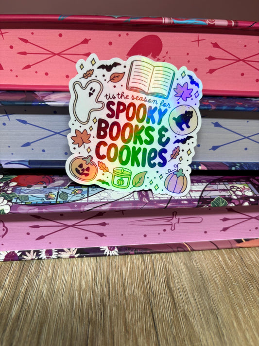 Tis The Season For Spooky Books & Cookies Sticker