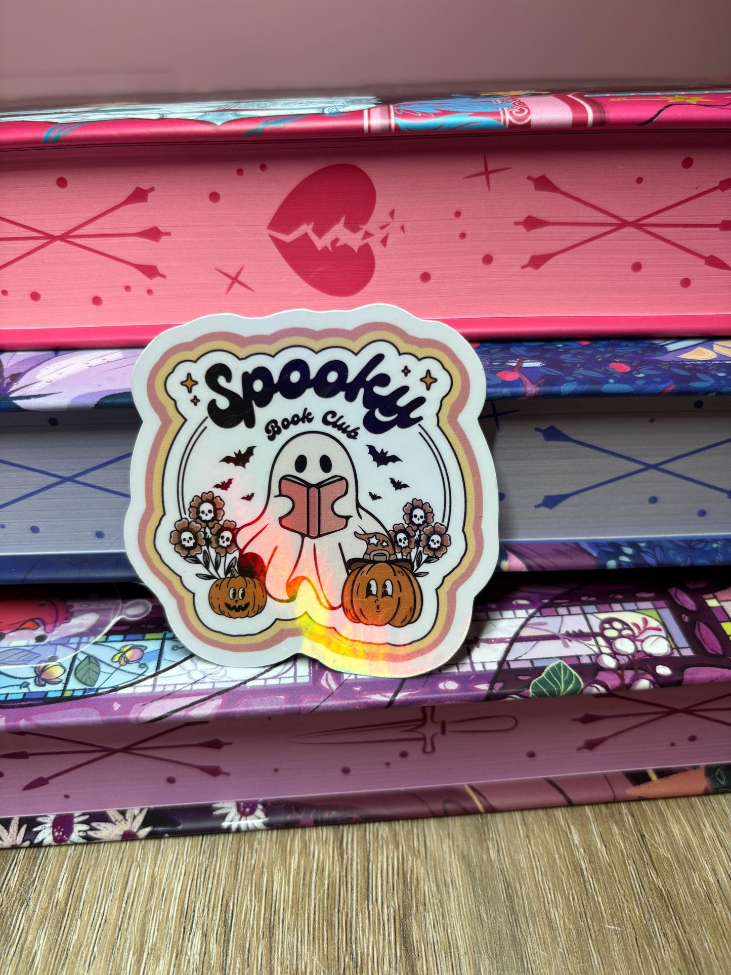 Spooky Book Club Reading Ghost Sticker