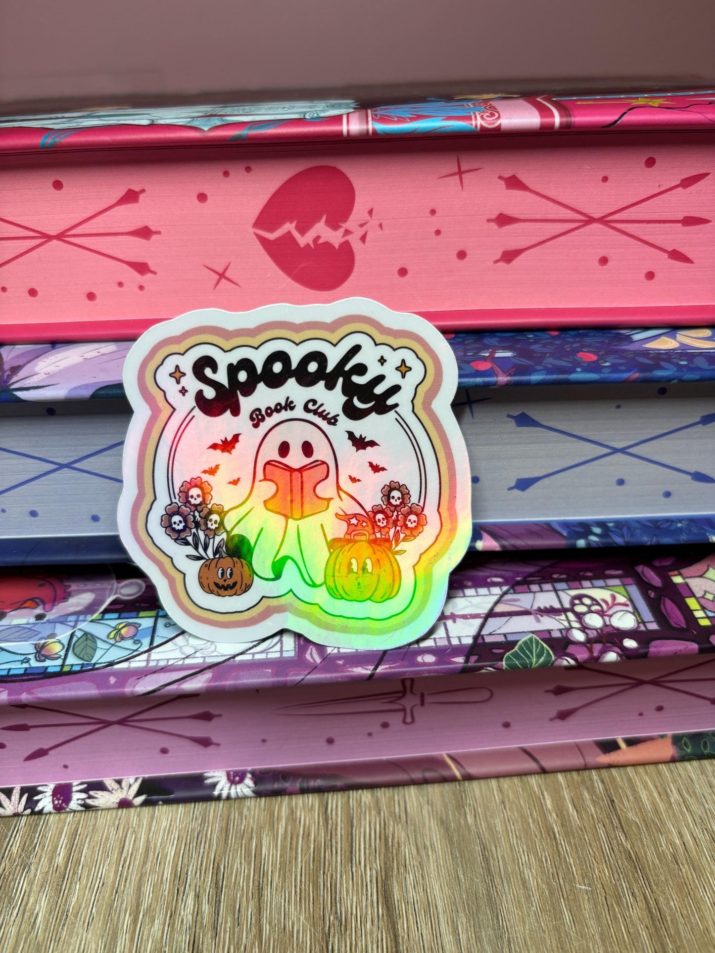 Spooky Book Club Reading Ghost Sticker