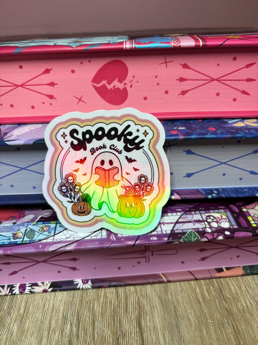 Spooky Book Club Reading Ghost Sticker