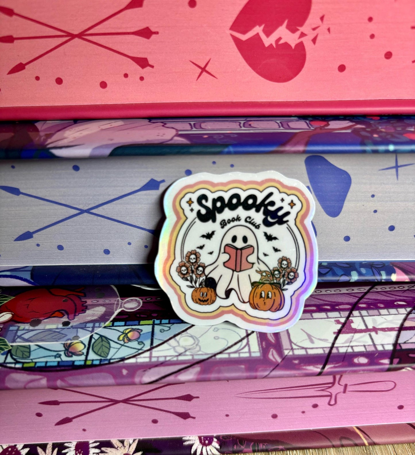 Mini Spooky Book Club Reading Ghost Sticker