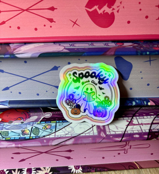 Mini Spooky Book Club Reading Ghost Sticker