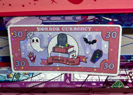 Horror Currency Bookish Bank Sticker