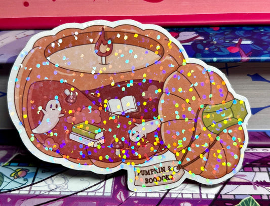 Cute Pumpkins And Books Candle Ghosts Sticker
