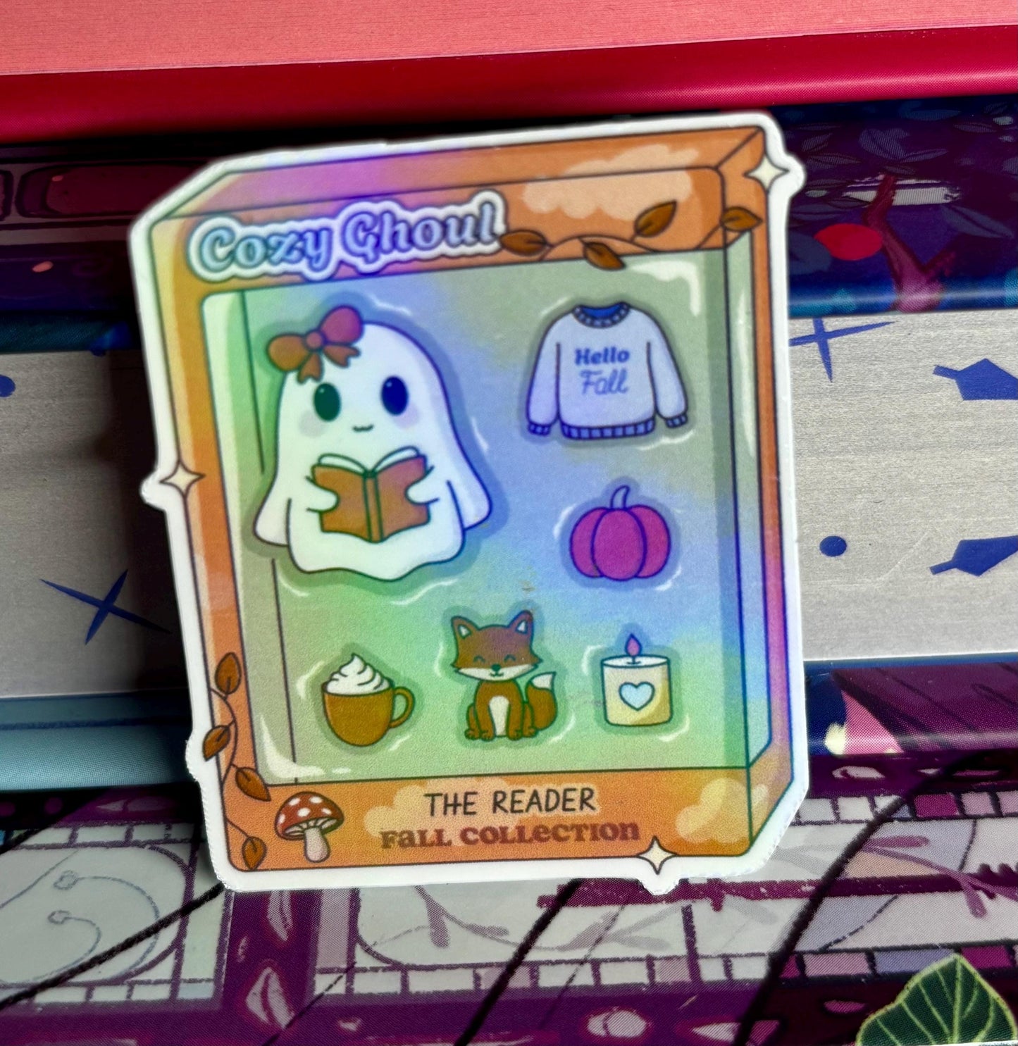 Mini Cozy Ghoul The Reader Box Style Sticker