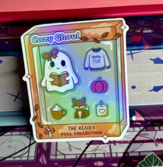 Mini Cozy Ghoul The Reader Box Style Sticker