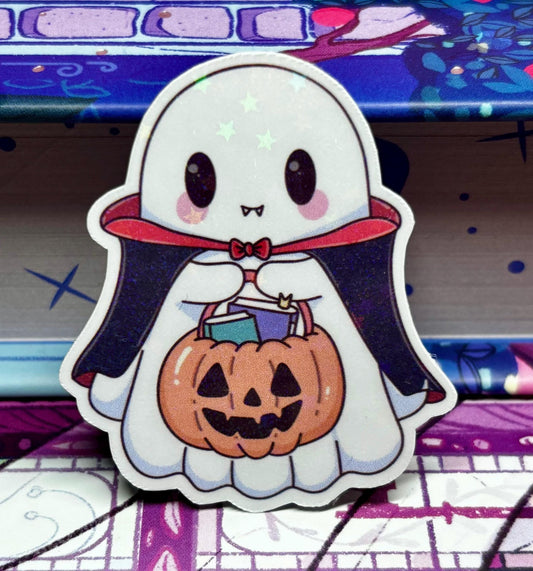 Mini Cute Bookish Vampire Ghost Sticker