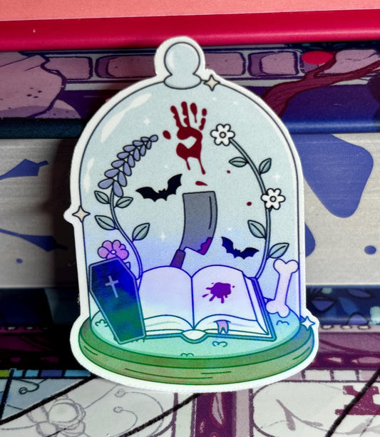 Mini Bookish Halloween Reading Dome Sticker