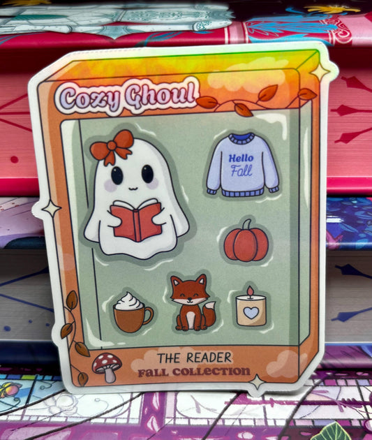 Cozy Ghoul The Reader Box Style Sticker