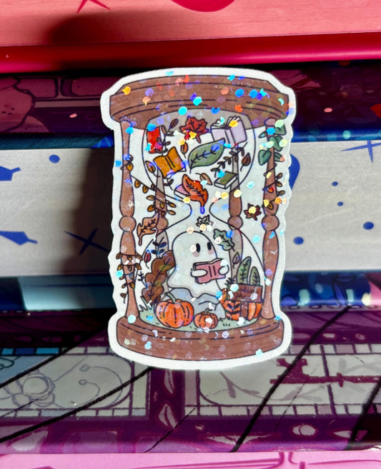 Mini Bookish Sand Timer Reading Ghost Sticker