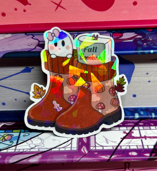 Mini Fall Bookish Boots Sticker